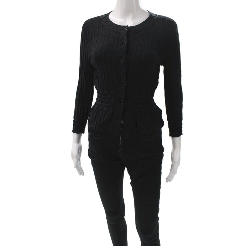 Tory Burch Women Cardigan Black Long Sleeve Round Neck Size XS